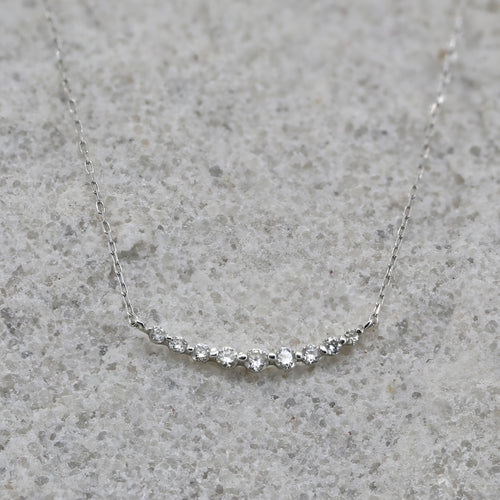 18k Diamond Curved Bar Necklace