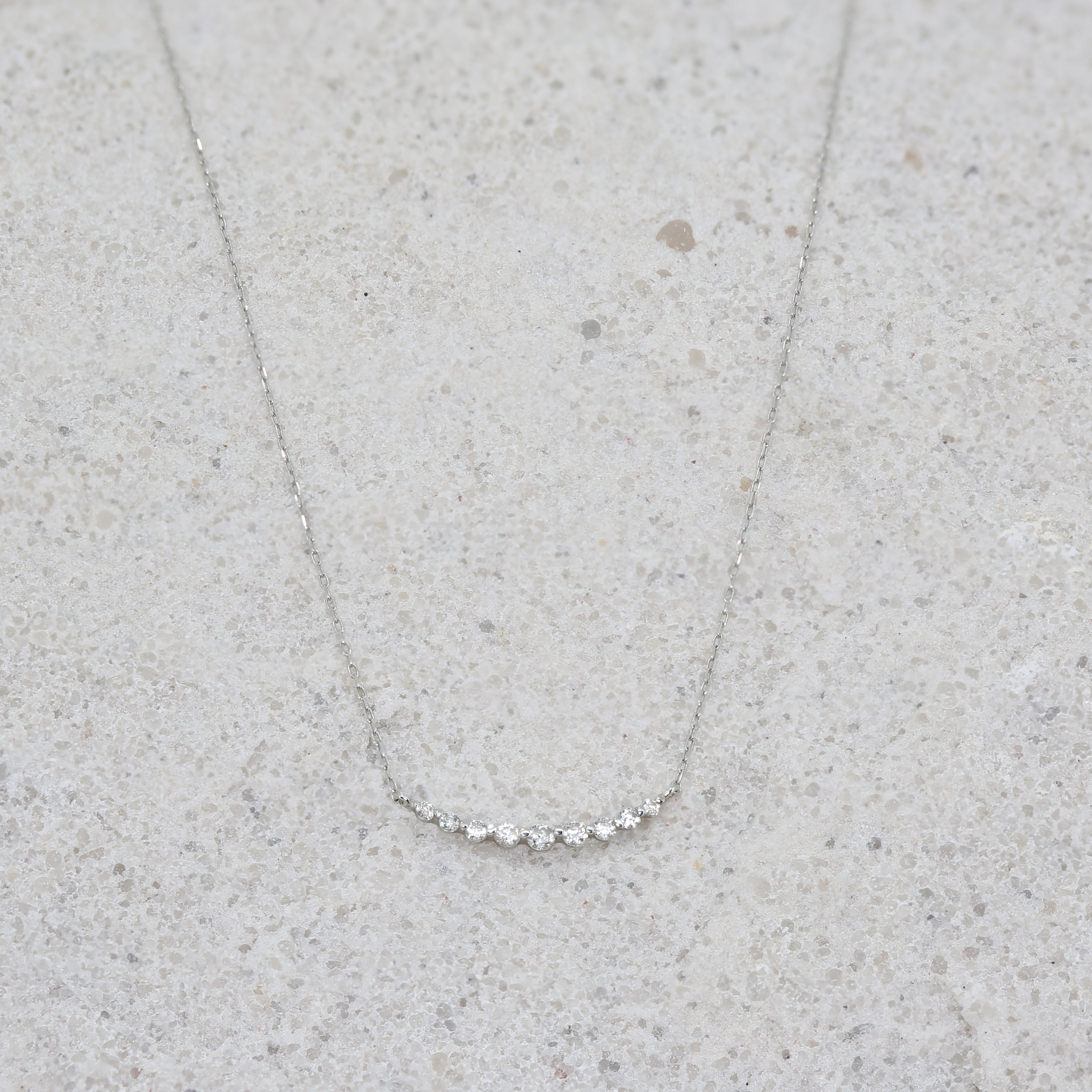 18k Diamond Curved Bar Necklace