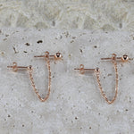 Briana Double Stud Earrings Chain Earrings • Double Stud • Rose Gold • Silver