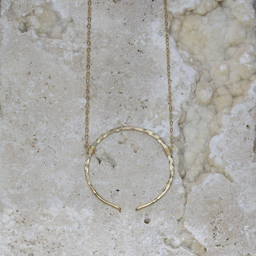 Morah Necklace 14k Gold Filled • Chain • Necklace • Hammered Silver • Moon