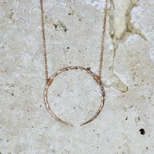 Morah Necklace 14k Gold Filled • Chain • Necklace • Hammered Silver • Moon