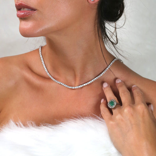 11.00ct Diamond Tennis Necklace 18k White Gold • Bridal • Diamond