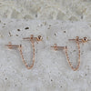 Briana Double Stud Earrings Chain Earrings • Double Stud • Rose Gold • Silver