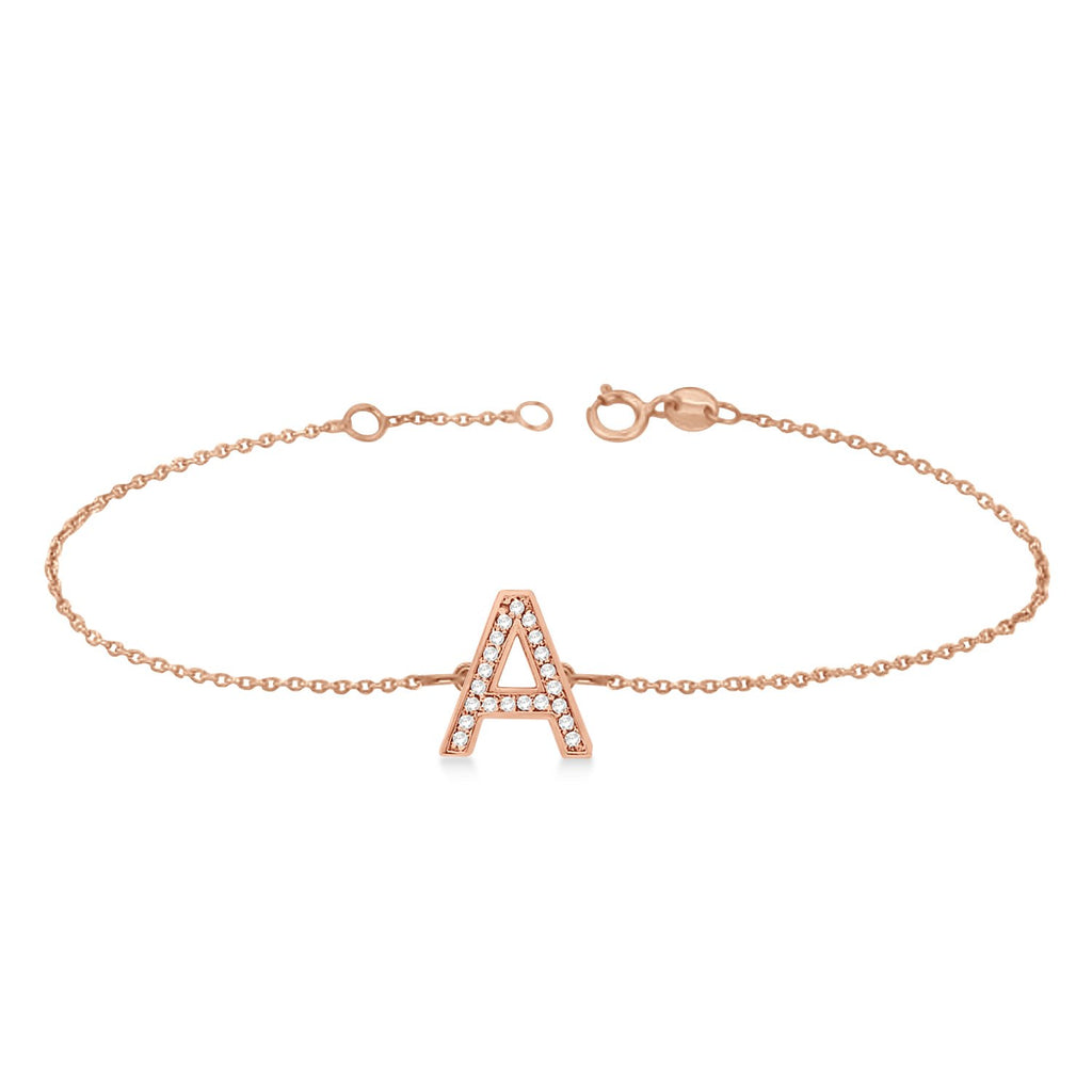 Diamond Initial L Yellow Gold Bracelet - Tzefira