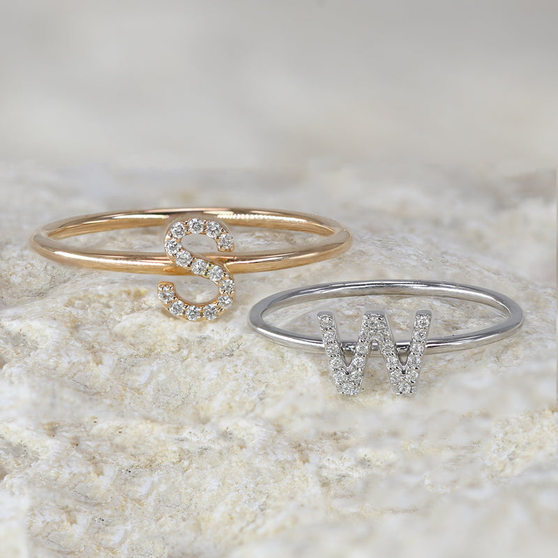 Diamond Initial Rings 18k Gold • Custom Ring • Diamond • Diamond Initial • Letter