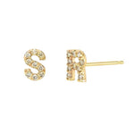 Diamond Initial Stud Earrings 18k Gold • 18k White Gold • Custom Earrings • Diamond • Diamond Initial Studs