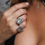 Ellie Tourmaline + Diamond Ring Baguette Diamonds • Blackened Silver • Bridal • Diamond • Diamond Ring
