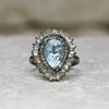 Isla Aquamarine + Diamond Ring • Aquamarine Ring • Baguette Diamonds • Blackened Silver • Diamond