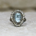 Isla Aquamarine + Diamond Ring • Baguette Diamonds • Blackened Silver • Diamond • Engagement Ring