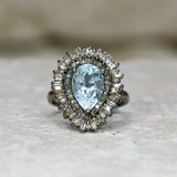 Isla Aquamarine + Diamond Ring • Baguette Diamonds • Blackened Silver • Diamond • Engagement Ring