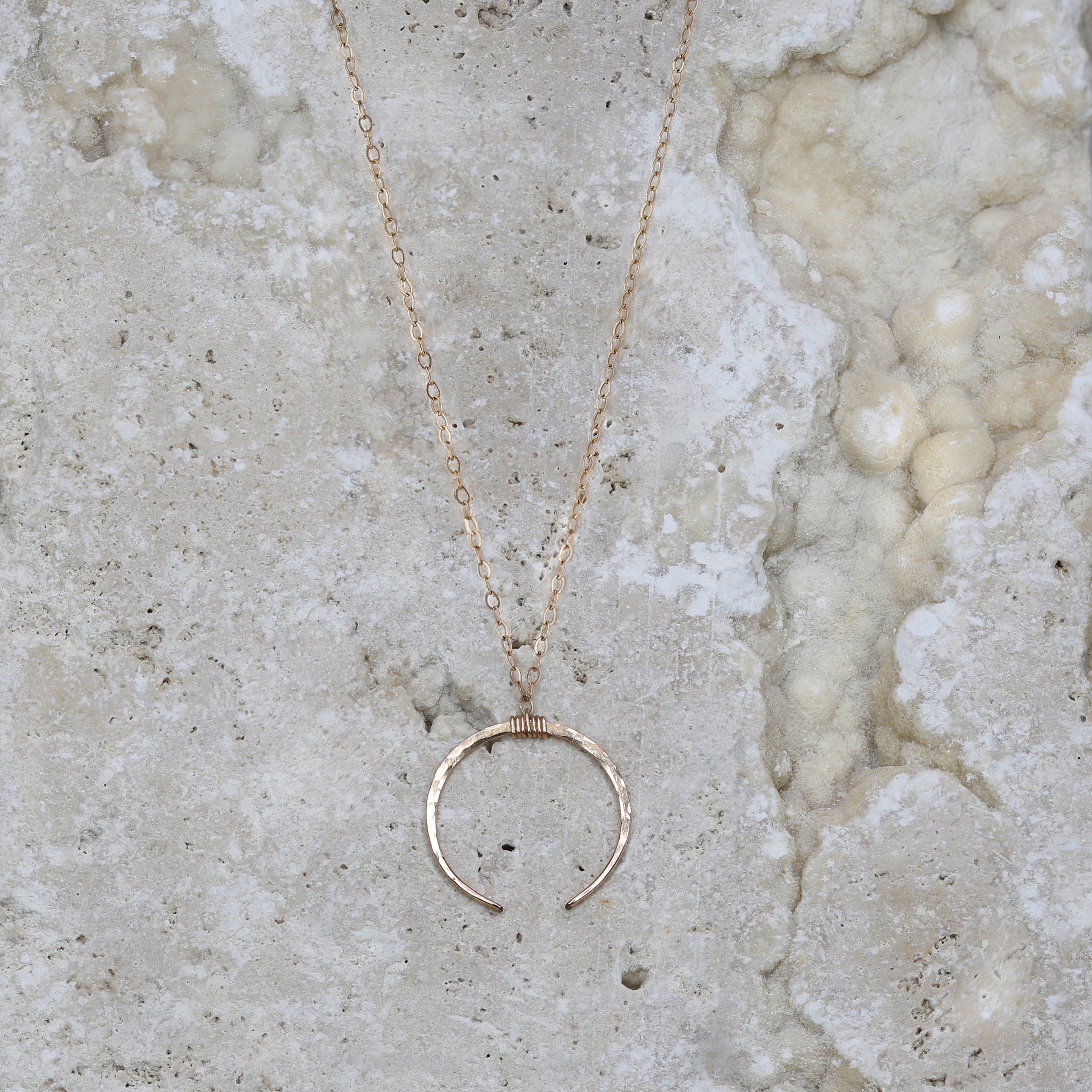 Rayne Necklace 14k Gold Filled • Chain • Hammered Silver Necklace • Moon • Necklaces