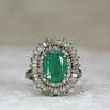 Rosalie Emerald + Diamond Ring Baguette Diamonds • Blackened Silver • Diamond • Diamond Halo Ring